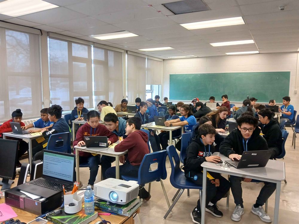 A classroom of middle school students at the Mackenzie Science and Engineering Olympics